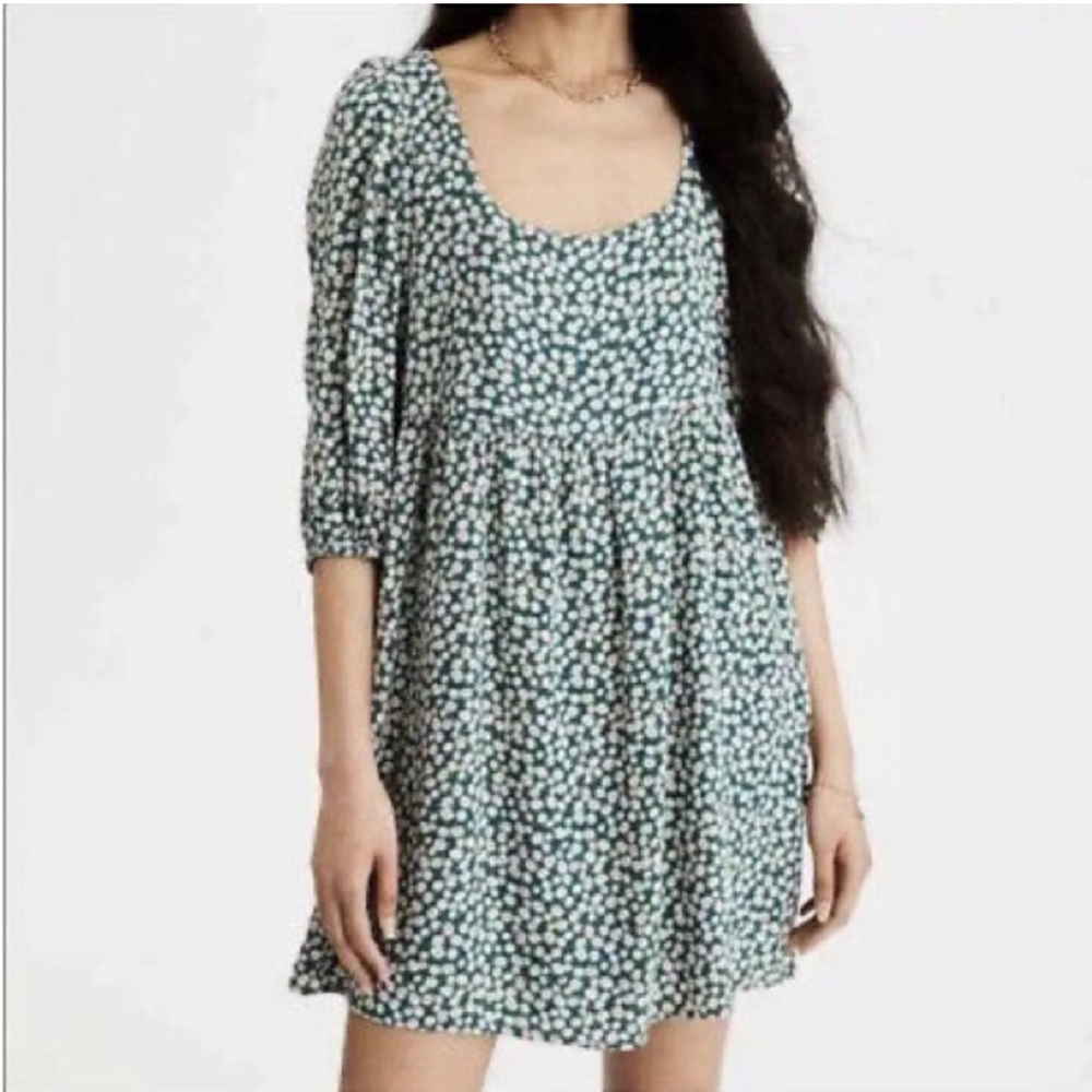 American eagle green floral babydoll dress